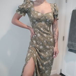 INSPIRED HEARTS Maxi dress Size S in khaki w / Floral Pattern